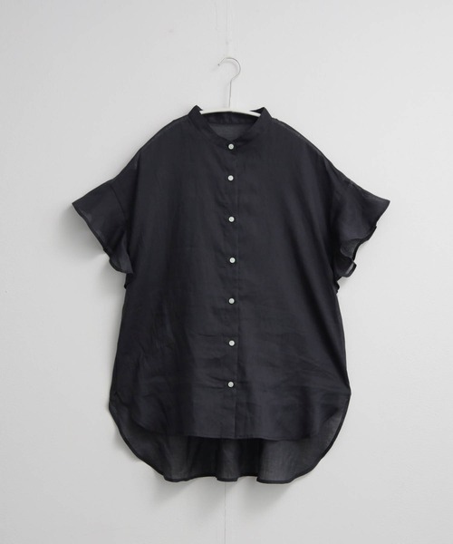 for/c(フォーシー)の「麻混シアーバンドカラーシャツ【サスティナブル】(シャツ/ブラウス・レディース・ネイビー/オフホワイト・L/M)」の11枚目の写真