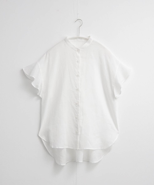 for/c(フォーシー)の「麻混シアーバンドカラーシャツ【サスティナブル】(シャツ/ブラウス・レディース・ネイビー/オフホワイト・L/M)」の10枚目の写真
