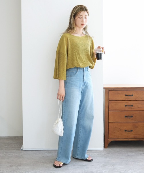 reca（レカ）の「細プリーツ七分袖カットソー（Tシャツ/カットソー・レディース・ミント/アイボリー/ライム/チャコール・FREE）」の17枚目の写真