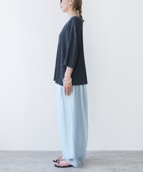 reca（レカ）の「細プリーツ七分袖カットソー（Tシャツ/カットソー・レディース・ミント/アイボリー/ライム/チャコール・FREE）」の9枚目の写真