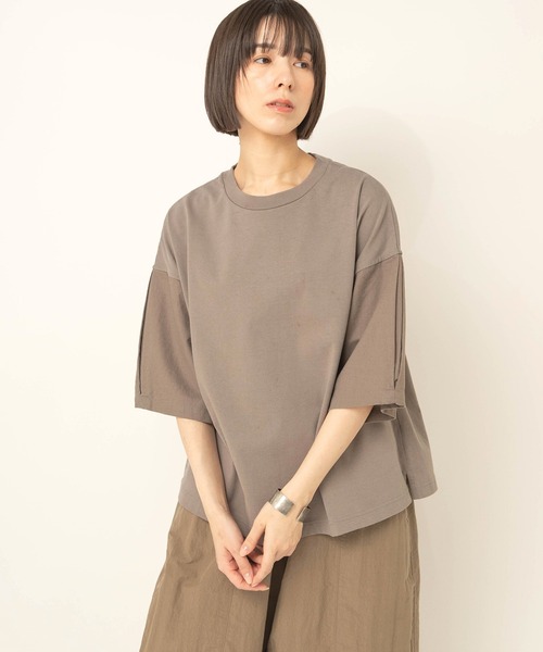 RNA-N(アールエヌエーエヌ)の「M2717 布帛コンビスクエアプルオーバー(Tシャツ/カットソー・レディース・グレー/テラコッタ/ブラック・FREE)」の8枚目の写真