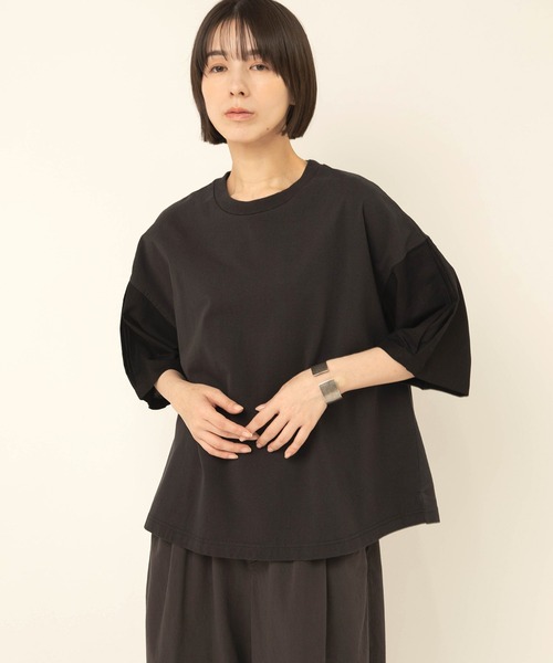 RNA-N(アールエヌエーエヌ)の「M2717 布帛コンビスクエアプルオーバー(Tシャツ/カットソー・レディース・グレー/テラコッタ/ブラック・FREE)」の4枚目の写真