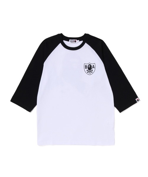 A BATHING APE(アベイシングエイプ)の「CROSSBONE EMBLEM RAGLAN 3/4 SLEEVE TEE(Tシャツ/カットソー・メンズ・ホワイト/ブラック・LARGE/XX-LARGE/MEDIUM/SMALL/X-LARGE)」の2枚目の写真