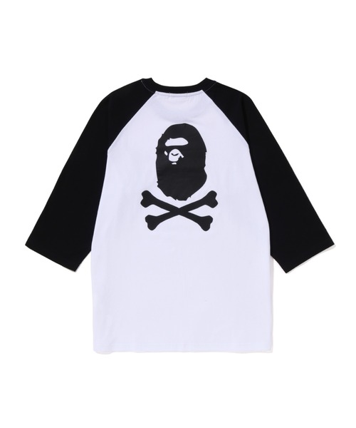 A BATHING APE(アベイシングエイプ)の「CROSSBONE EMBLEM RAGLAN 3/4 SLEEVE TEE(Tシャツ/カットソー・メンズ・ホワイト/ブラック・LARGE/XX-LARGE/MEDIUM/SMALL/X-LARGE)」の3枚目の写真
