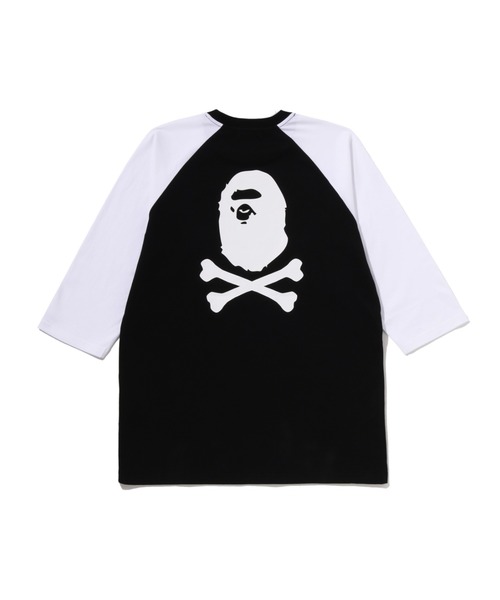 A BATHING APE(アベイシングエイプ)の「CROSSBONE EMBLEM RAGLAN 3/4 SLEEVE TEE(Tシャツ/カットソー・メンズ・ホワイト/ブラック・LARGE/XX-LARGE/MEDIUM/SMALL/X-LARGE)」の4枚目の写真