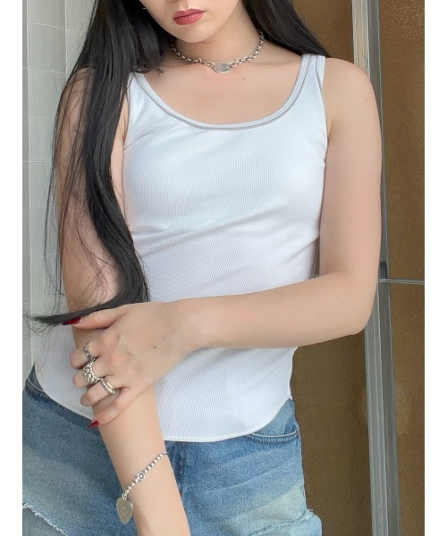 ELCHELE(エルチェレ)の「LINE CUP TANK TOP(Tシャツ/カットソー・レディース・ホワイト/オレンジ/ネイビー・FREE)」の17枚目の写真