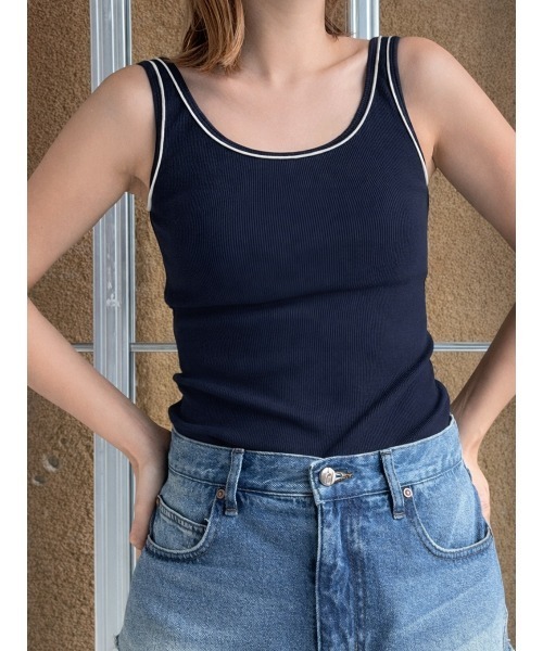 ELCHELE(エルチェレ)の「LINE CUP TANK TOP(Tシャツ/カットソー・レディース・ホワイト/オレンジ/ネイビー・FREE)」の22枚目の写真