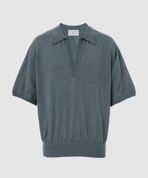 WOOL KNIT HALF SLEEVE POLO