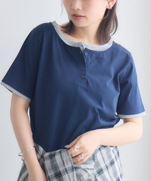 RETRO GIRL(レトロガール)の「フェイクレイヤードカットソー(Tシャツ/カットソー・レディース・ライトグレー/ナチュラル/ブルー・FREE)」の1枚目の写真
