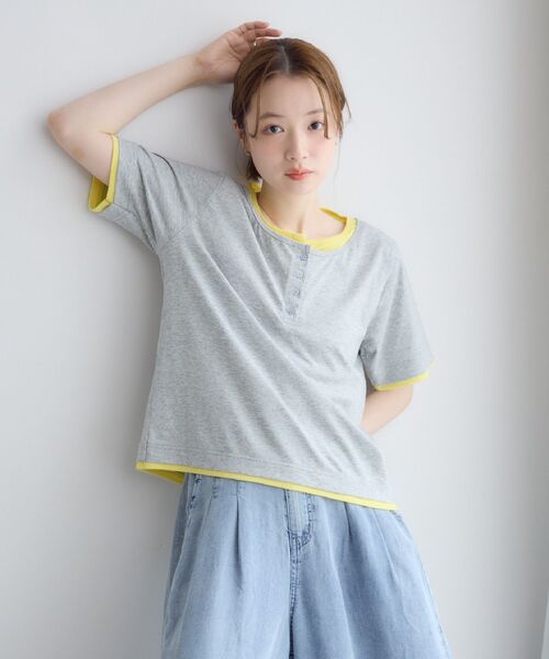 RETRO GIRL(レトロガール)の「フェイクレイヤードカットソー(Tシャツ/カットソー・レディース・ライトグレー/ナチュラル/ブルー・FREE)」の6枚目の写真