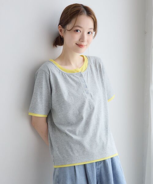 RETRO GIRL(レトロガール)の「フェイクレイヤードカットソー(Tシャツ/カットソー・レディース・ライトグレー/ナチュラル/ブルー・FREE)」の7枚目の写真