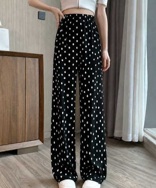 CANVAS+(キャンバスプラス)の「【CANVAS+】ドット柄リラックスプリーツパンツ(その他パンツ・レディース・ブラック/ミント/ピンク/ホワイト・M)」の3枚目の写真