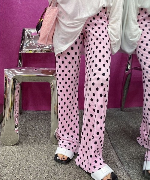 CANVAS+(キャンバスプラス)の「【CANVAS+】ドット柄リラックスプリーツパンツ(その他パンツ・レディース・ブラック/ミント/ピンク/ホワイト・M)」の15枚目の写真