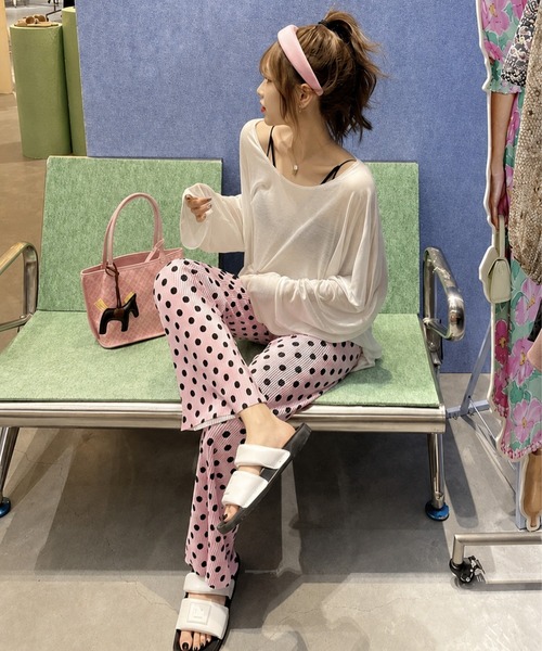 CANVAS+(キャンバスプラス)の「【CANVAS+】ドット柄リラックスプリーツパンツ(その他パンツ・レディース・ブラック/ミント/ピンク/ホワイト・M)」の16枚目の写真