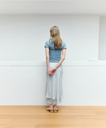 Check Double Skirt_Skyblue