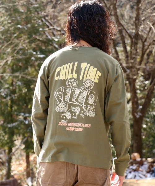KRIFF MAYER（クリフメイヤー）の「チルタイムロンT(ポーカー)（Tシャツ/カットソー・メンズ・グレー/ブルー/オリーブ/オフホワイト/ブラック・MEDIUM/X-LARGE/LARGE）」の4枚目の写真