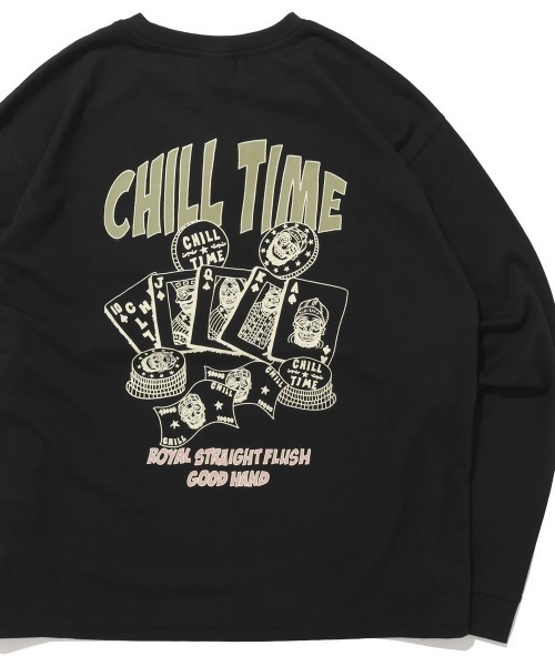 KRIFF MAYER（クリフメイヤー）の「チルタイムロンT(ポーカー)（Tシャツ/カットソー・メンズ・グレー/ブルー/オリーブ/オフホワイト/ブラック・MEDIUM/X-LARGE/LARGE）」の3枚目の写真