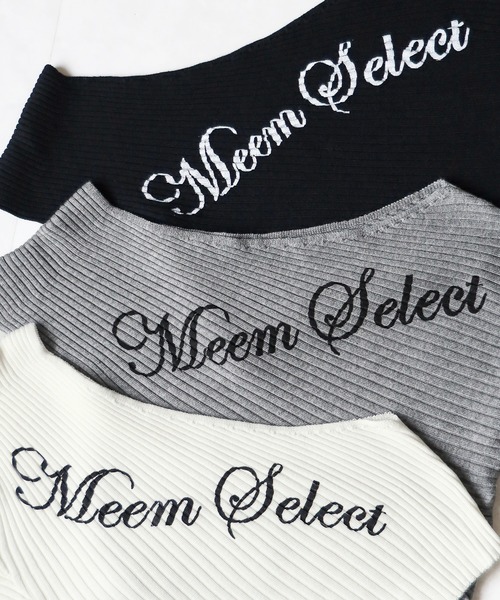 me+em select(ミームセレクト)の「【 3color 】レタリングロゴワンショルリブニット / lettering logo oneshoulder lib knit(ニット/セーター・レディース・ホワイト/ブラック/グレー・FREE)」の5枚目の写真