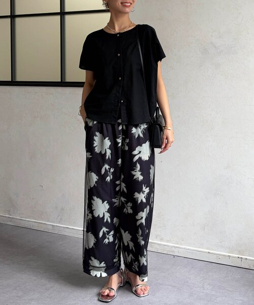 Chez toi(シェトワ)の「ぼかしフラワー×チュールレイヤーパンツ(その他パンツ・レディース・チャコールグレー/オフホワイト・FREE)」の16枚目の写真