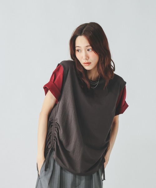 GLOBAL WORK（グローバルワーク）の「リネンライクサイドドロスト/636816（Tシャツ/カットソー・レディース・スミクロ/ネイビー系7・LARGE/MEDIUM）」の15枚目の写真