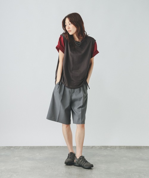 GLOBAL WORK（グローバルワーク）の「リネンライクサイドドロスト/636816（Tシャツ/カットソー・レディース・スミクロ/ネイビー系7・LARGE/MEDIUM）」の13枚目の写真