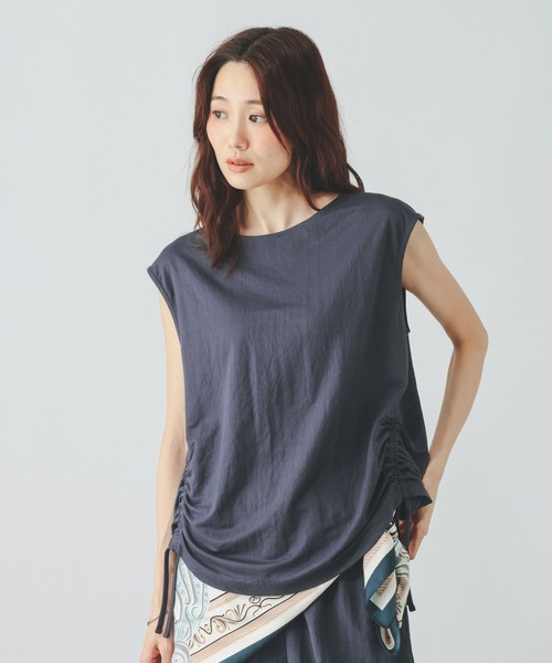 GLOBAL WORK（グローバルワーク）の「リネンライクサイドドロスト/636816（Tシャツ/カットソー・レディース・スミクロ/ネイビー系7・LARGE/MEDIUM）」の19枚目の写真