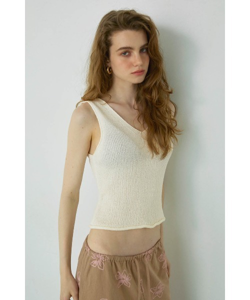 ALEXIA STAM（アリシアスタン）の「V Neck Summer Knit Top/Vネックサマーニット（ニット/セーター・レディース・ホワイト/ブラウン/ピンク・M/S）」の6枚目の写真