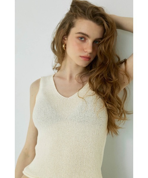 ALEXIA STAM（アリシアスタン）の「V Neck Summer Knit Top/Vネックサマーニット（ニット/セーター・レディース・ホワイト/ブラウン/ピンク・M/S）」の7枚目の写真