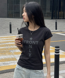 CROSS レディース スリム半袖Tシャツ [ブラック]