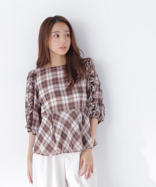 NATURAL BEAUTY BASIC(ナチュラルビューティーベーシック)の「オータムチェックペプラム(シャツ/ブラウス・レディース・ブラウン系その他/ブラック系その他2・フリ-)」の20枚目の写真