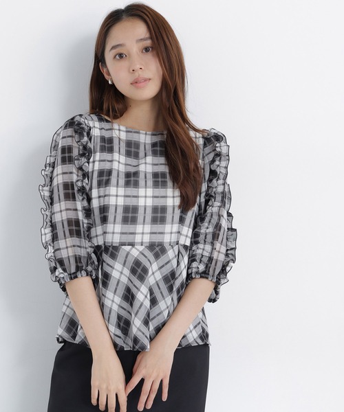 NATURAL BEAUTY BASIC(ナチュラルビューティーベーシック)の「オータムチェックペプラム(シャツ/ブラウス・レディース・ブラウン系その他/ブラック系その他2・フリ-)」の3枚目の写真