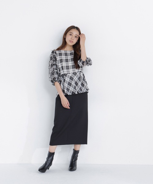 NATURAL BEAUTY BASIC(ナチュラルビューティーベーシック)の「オータムチェックペプラム(シャツ/ブラウス・レディース・ブラウン系その他/ブラック系その他2・フリ-)」の4枚目の写真