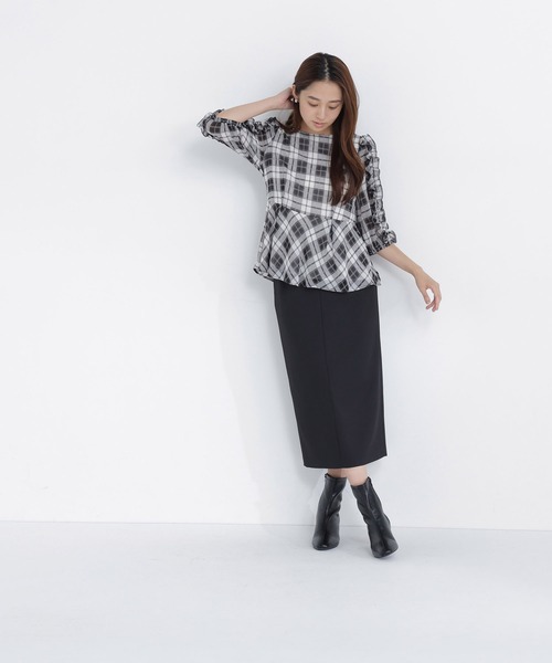NATURAL BEAUTY BASIC(ナチュラルビューティーベーシック)の「オータムチェックペプラム(シャツ/ブラウス・レディース・ブラウン系その他/ブラック系その他2・フリ-)」の7枚目の写真