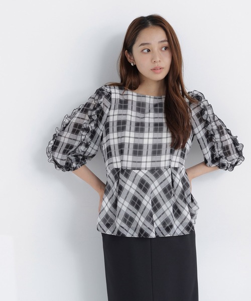 NATURAL BEAUTY BASIC(ナチュラルビューティーベーシック)の「オータムチェックペプラム(シャツ/ブラウス・レディース・ブラウン系その他/ブラック系その他2・フリ-)」の8枚目の写真