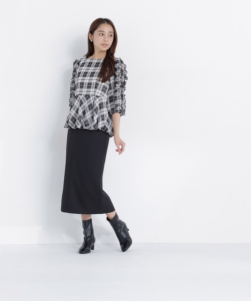 NATURAL BEAUTY BASIC(ナチュラルビューティーベーシック)の「オータムチェックペプラム(シャツ/ブラウス・レディース・ブラウン系その他/ブラック系その他2・フリ-)」の9枚目の写真