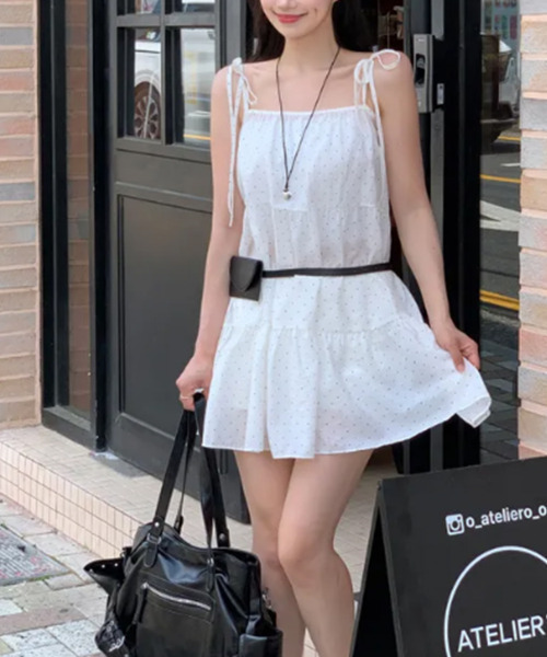 VIVID LADY(ビビッドレディー)の「ドット フレア キャミミニワンピース(ワンピース・レディース・ブラック/ホワイト・FREE)」の14枚目の写真