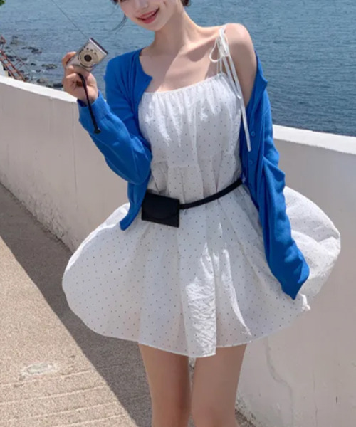 VIVID LADY(ビビッドレディー)の「ドット フレア キャミミニワンピース(ワンピース・レディース・ブラック/ホワイト・FREE)」の16枚目の写真
