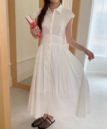 バックオープンシャツロングワンピース
