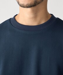 SHIPS: 膨れジャカード ヘリンボーン ショートスリーブ Tシャツ
