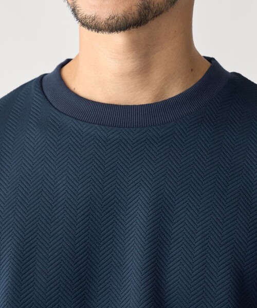 SHIPS(シップス)の「SHIPS: 膨れジャカード ヘリンボーン ショートスリーブ Tシャツ(Tシャツ/カットソー・メンズ・ネイビー/グレー/ホワイト・X-LARGE/LARGE/MEDIUM/SMALL)」の3枚目の写真