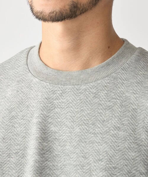SHIPS(シップス)の「SHIPS: 膨れジャカード ヘリンボーン ショートスリーブ Tシャツ(Tシャツ/カットソー・メンズ・ネイビー/グレー/ホワイト・X-LARGE/LARGE/MEDIUM/SMALL)」の2枚目の写真