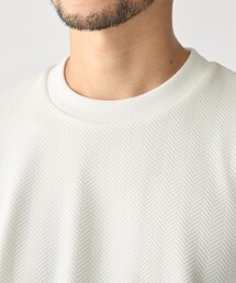 SHIPS: 膨れジャカード ヘリンボーン ショートスリーブ Tシャツ