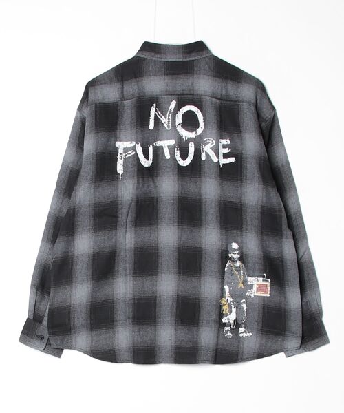 BRANDALISED(ブランダライズド)の「【ab】〔BRANDALISED/ブランダライズド〕アートプリント オンブレチェックシャツ NO FUTURE(シャツ/ブラウス・メンズ・ホワイト/ブラック/ブラウン・MEDIUM/LARGE)」の17枚目の写真