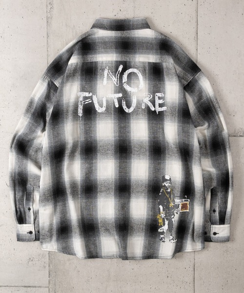BRANDALISED(ブランダライズド)の「【ab】〔BRANDALISED/ブランダライズド〕アートプリント オンブレチェックシャツ NO FUTURE(シャツ/ブラウス・メンズ・ホワイト/ブラック/ブラウン・MEDIUM/LARGE)」の12枚目の写真