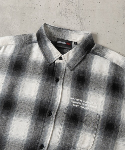 BRANDALISED(ブランダライズド)の「【ab】〔BRANDALISED/ブランダライズド〕アートプリント オンブレチェックシャツ NO FUTURE(シャツ/ブラウス・メンズ・ホワイト/ブラック/ブラウン・MEDIUM/LARGE)」の4枚目の写真
