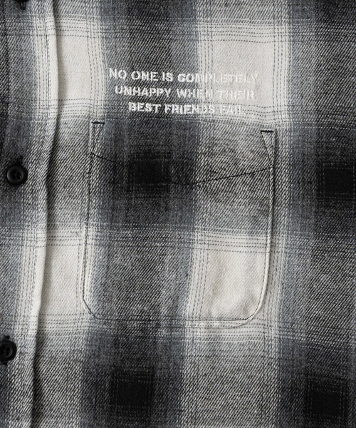 BRANDALISED(ブランダライズド)の「【ab】〔BRANDALISED/ブランダライズド〕アートプリント オンブレチェックシャツ NO FUTURE(シャツ/ブラウス・メンズ・ホワイト/ブラック/ブラウン・MEDIUM/LARGE)」の6枚目の写真