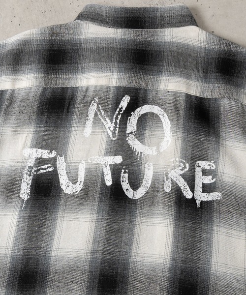 BRANDALISED(ブランダライズド)の「【ab】〔BRANDALISED/ブランダライズド〕アートプリント オンブレチェックシャツ NO FUTURE(シャツ/ブラウス・メンズ・ホワイト/ブラック/ブラウン・MEDIUM/LARGE)」の8枚目の写真