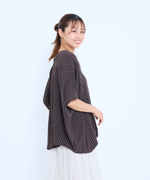 HEART MARKET(ハートマーケット)の「【接触冷感×吸水速乾】シボサテン裾タックスキッパープルオーバー(シャツ/ブラウス・レディース・ブラウン系/ブラック/ナチュラル/ベージュ系/ダークブラウン・FREE)」の14枚目の写真