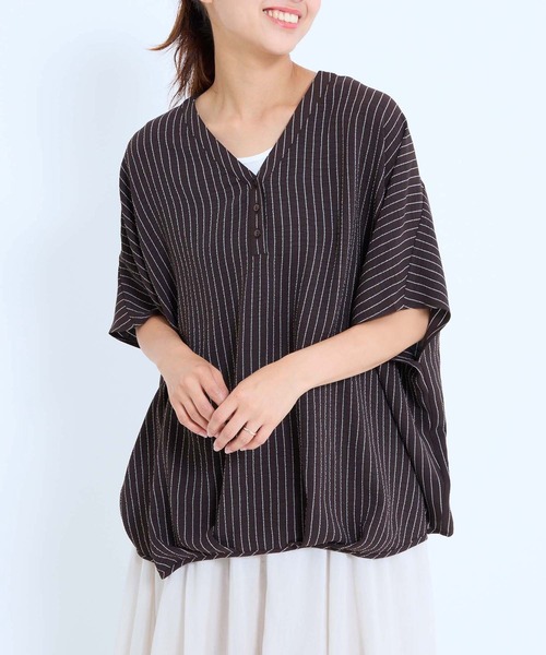 HEART MARKET(ハートマーケット)の「【接触冷感×吸水速乾】シボサテン裾タックスキッパープルオーバー(シャツ/ブラウス・レディース・ブラウン系/ブラック/ナチュラル/ベージュ系/ダークブラウン・FREE)」の17枚目の写真