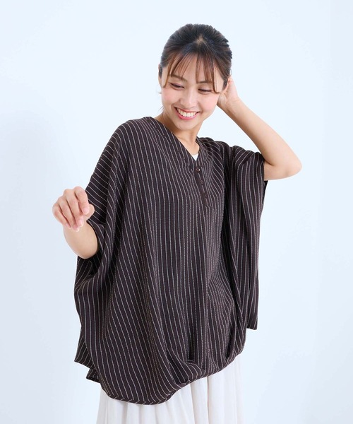 HEART MARKET(ハートマーケット)の「【接触冷感×吸水速乾】シボサテン裾タックスキッパープルオーバー(シャツ/ブラウス・レディース・ブラウン系/ブラック/ナチュラル/ベージュ系/ダークブラウン・FREE)」の18枚目の写真
